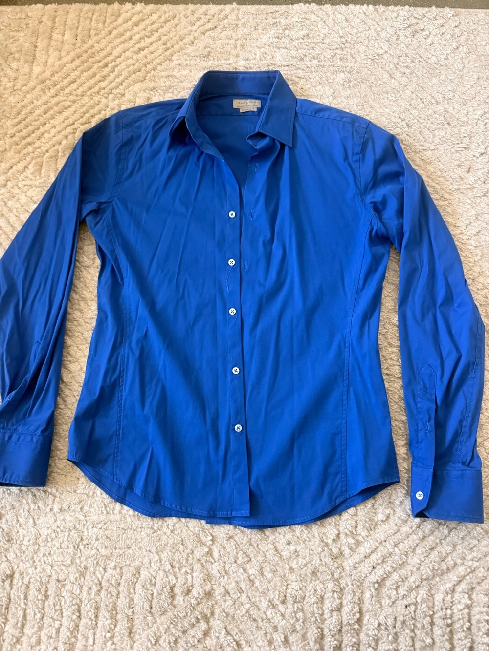 Zara Men's Royal Blue Button-Up Dress Shirt